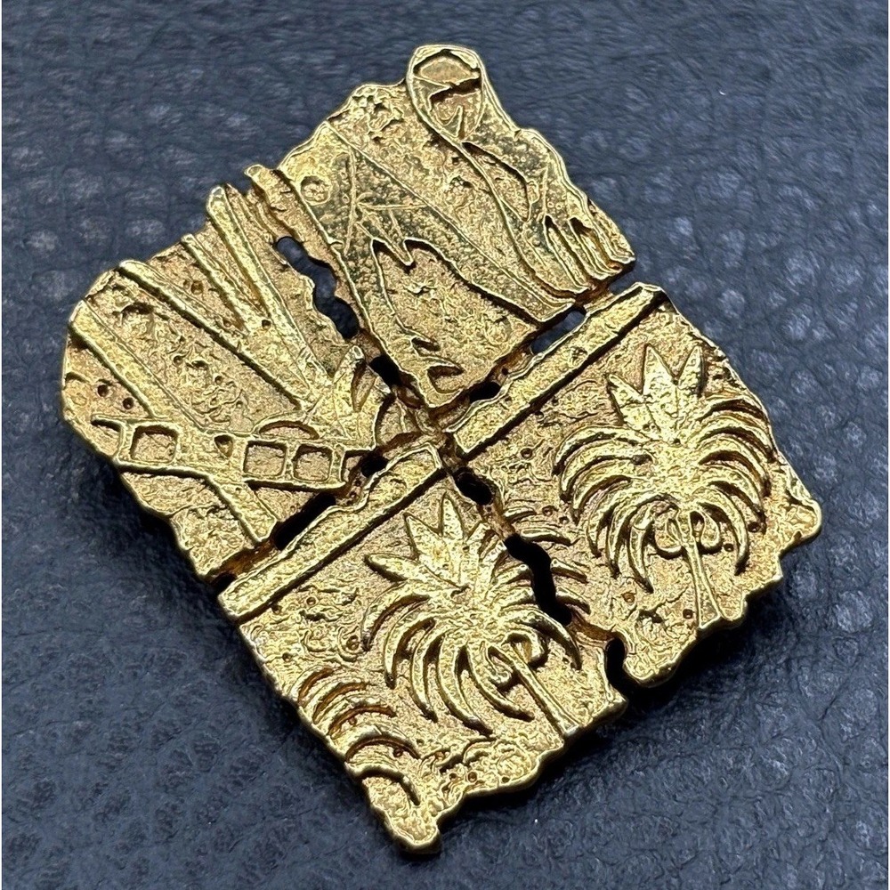 Cecilia Joules Paris Gold Tone Ornate Decorative Brooch Pin